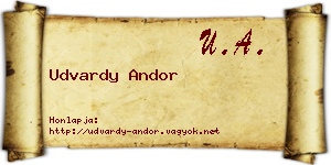 Udvardy Andor névjegykártya